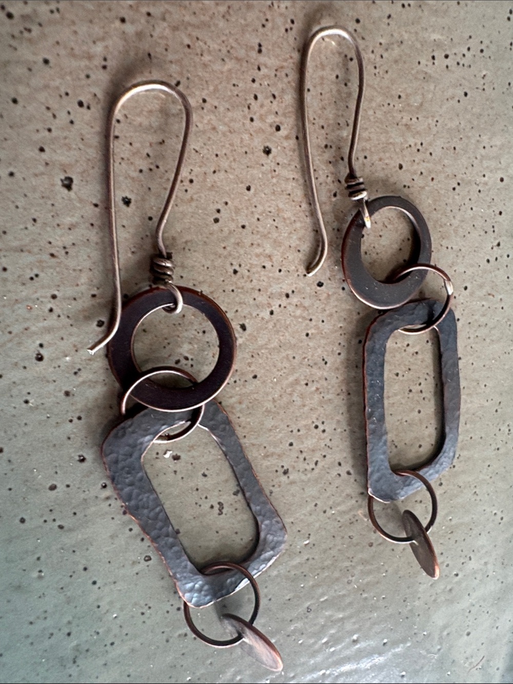 Handcrafted Rustic Mixed-Metal Dangle Earrings